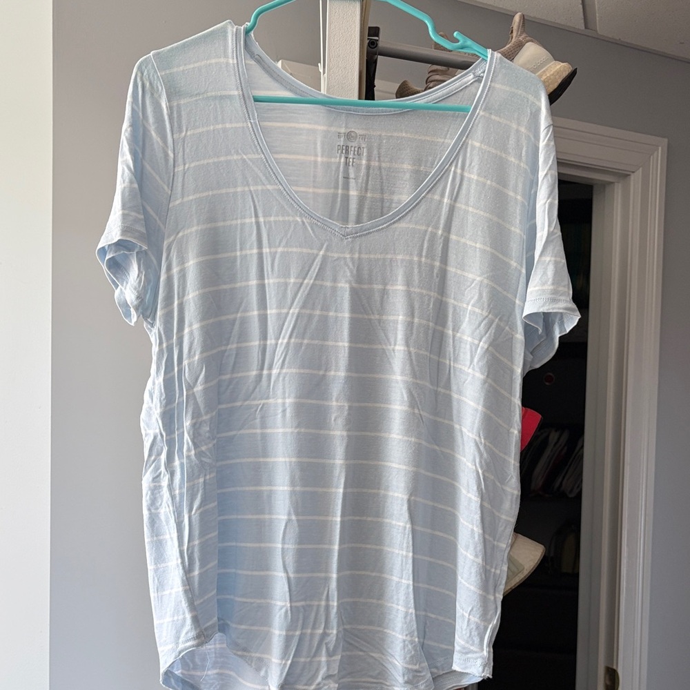 SO Light Blue Striped Short Sleeve Tee